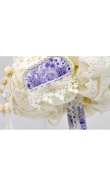 Lumanare de botez pentru baieti cu lavanda si dantela alba, 65x4cm, Cosmic Blue 4
